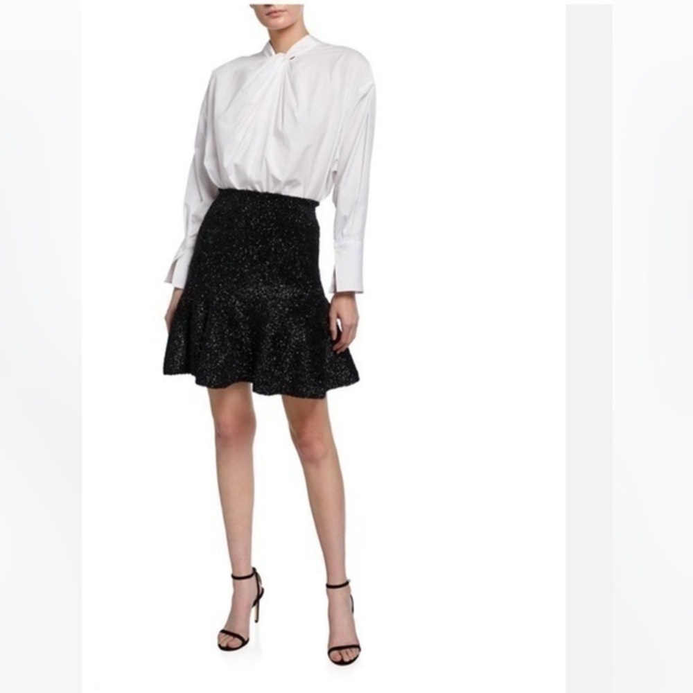 Emporio Armani Black Glitter Flared Mini Skirt